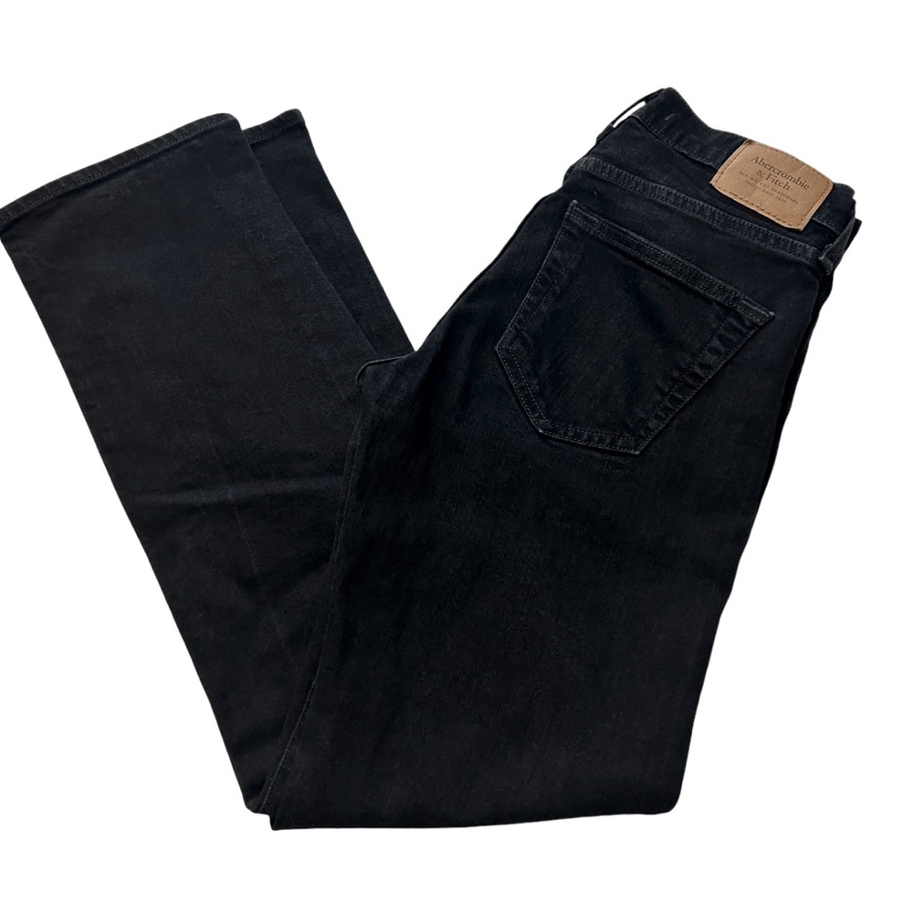 Boys Abercrombie and Fitch 26x30 Black Stretch Straight Leg Denim Jeans VGUC